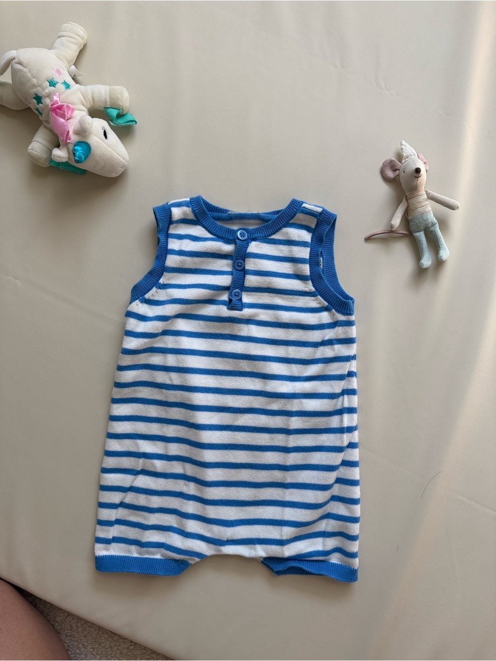Blue & White Striped Baby Romper - 6 month